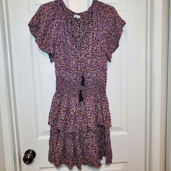 Patrons of Peace Retro Ditsy Floral Print Tiered Ruffle Skirt M Smock Waist - Picture 1 of 9
